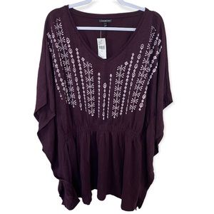 Lane Bryant Flutter Sleeve Embroidered Short Sleeve Top